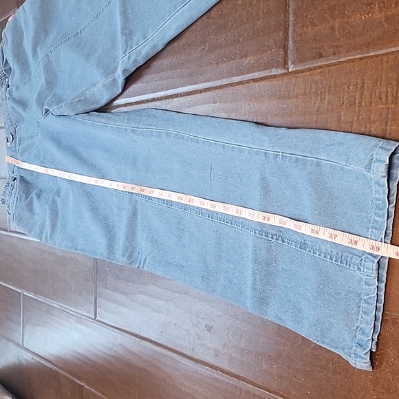 Cathy Daniels Woven Chambray Denim Blue Pull On Wide Leg Jeans Size Medium - Picture 9 of 12